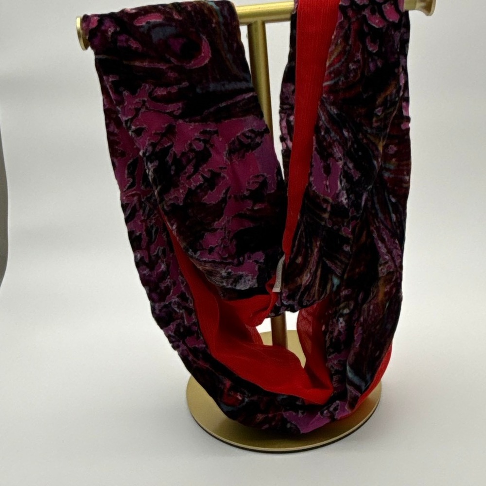 Collection XVIII Velvet Burnout Infinity Scarf Red Magenta Abstract Mixed Media‎